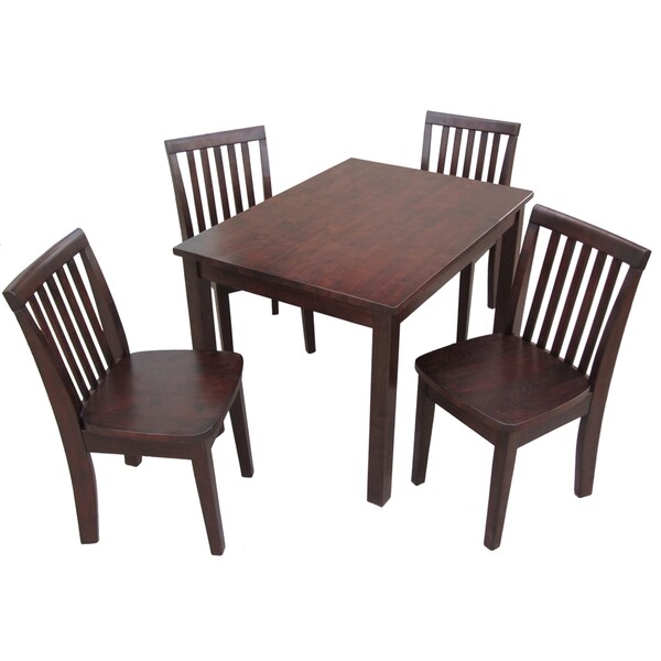 International Concepts Rectangle Table with 4 Mission Juvenile Chairs, 24 W, 33.1 L, 22.2 H, Wood, Rich Mocha K15-2532-263-4 - main